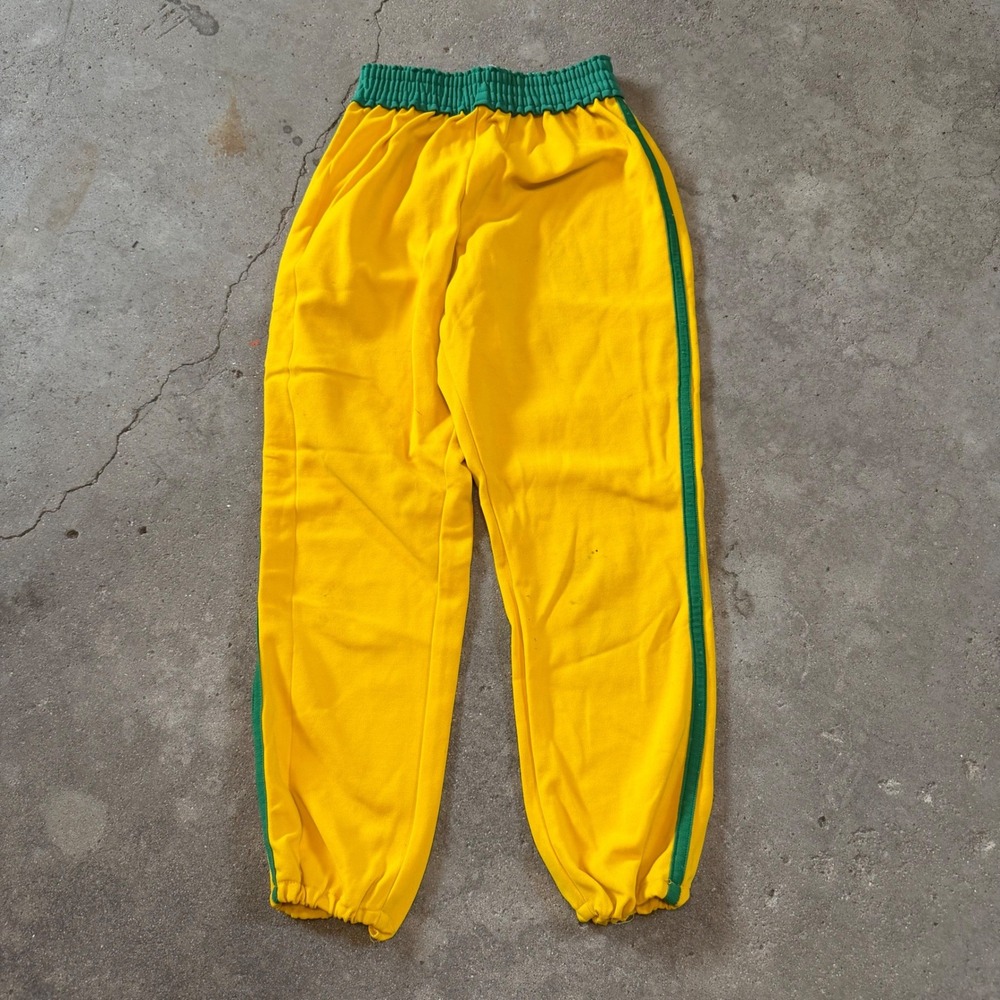Vintage 70s De Long Football Pants Men Large Yellow Green Side Stripe Joggers - Picture 1 of 8